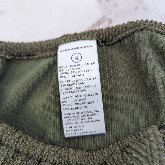 Good American Swim Bottom Women 1 2 S M Stormy Green Crinkle Tiny Ties Bikini - Picture 7 of 12